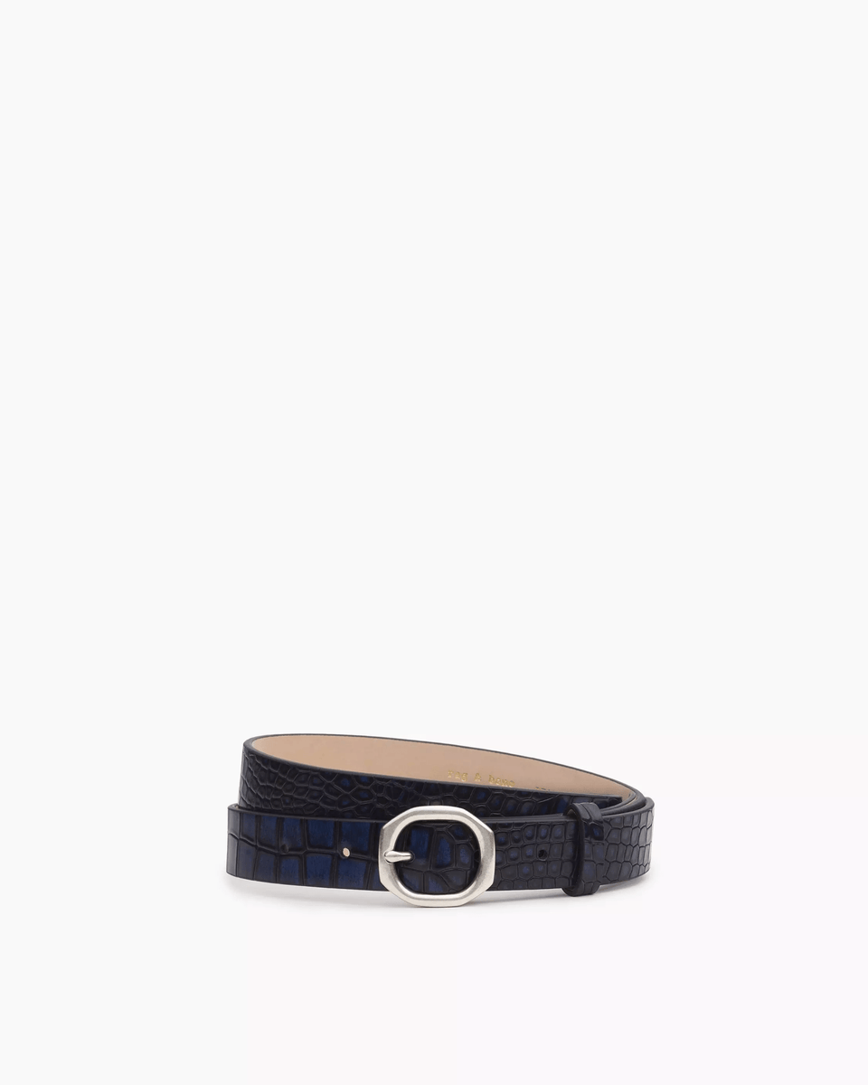 Small Audrey Leather Belt in Indigo Croc – Edit and Co display picture 1