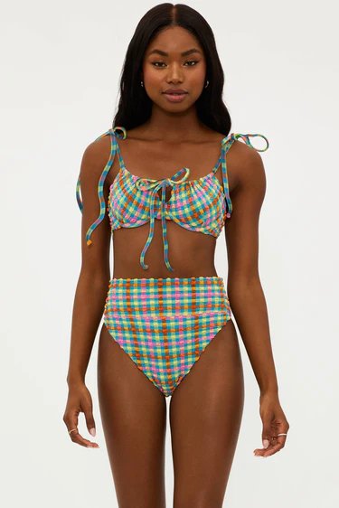 beach riot caitlin top in sunny side gingham print