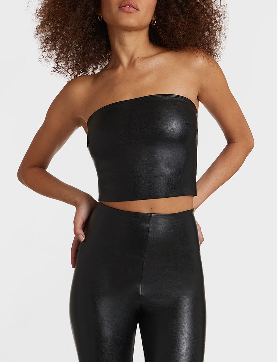 Faux Leather Tube Top Black / XS