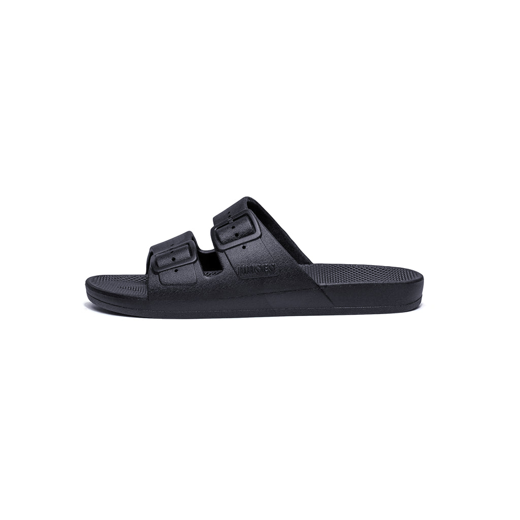 freedom moses adult moses sandal basic in black side view