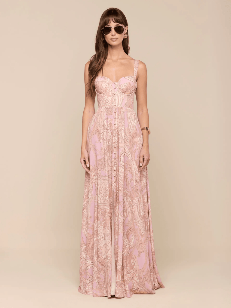 Rosette Maxi Dress in Mauve / Multi Traditional Paisley – Edit and Co