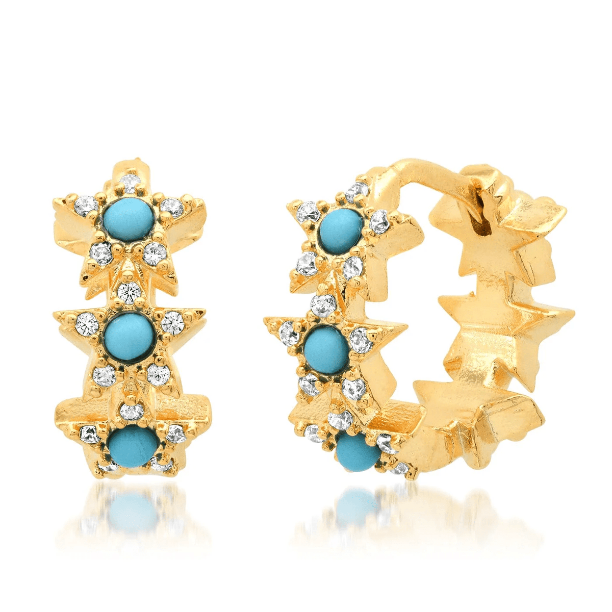 Turquoise Western Star Huggie in Gold – Edit and Co