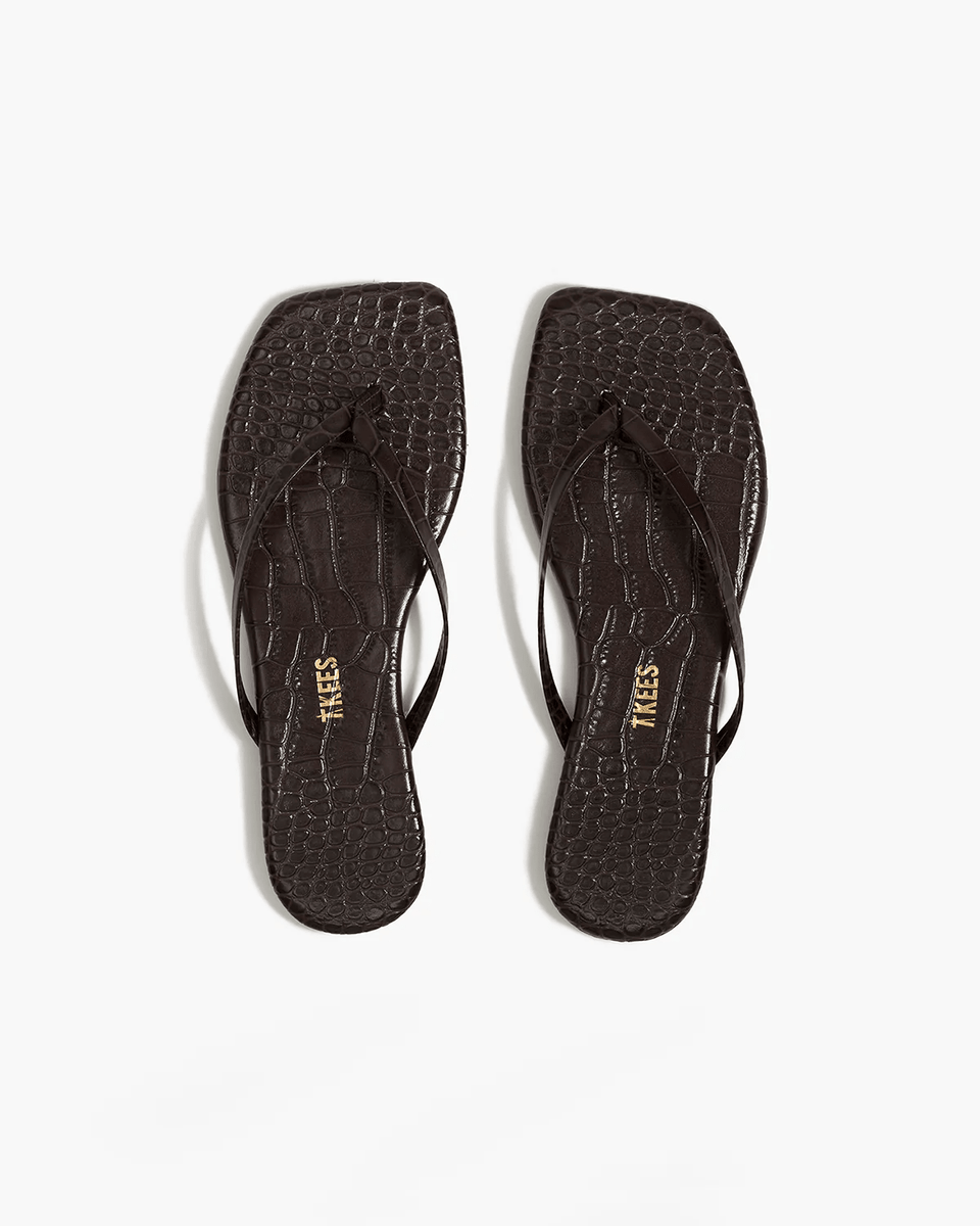 Square Toe Lily Croc in Carob – Edit and Co
