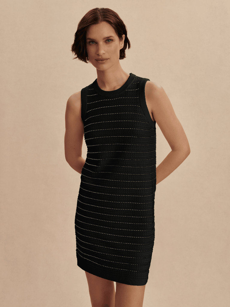 mindy contrast stitch knit dress Mindy Contrast Stitch Knit Dress in Black