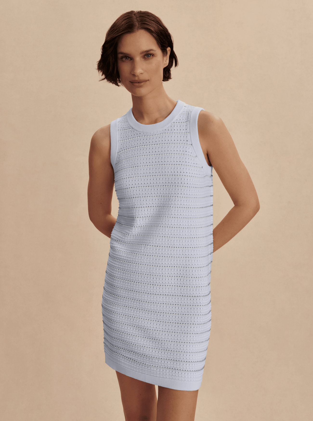 varley mindy contrast stitch knit dress Mindy Contrast Stitch Knit Dress, Large in Egret