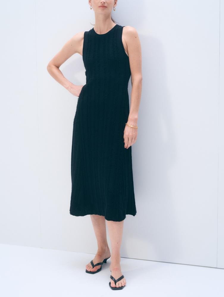 Linen Blend Dress in Black XS Linen Blend Dress in Black XS