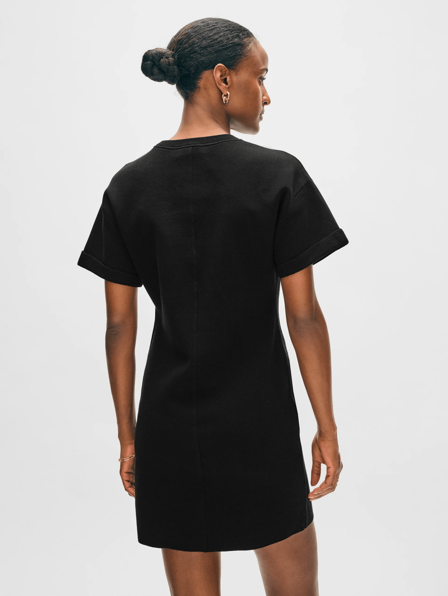 White + Warren | Superfine Organic Cotton Waisted Dress | L | Black White + Warren | Superfine Organic Cotton Waisted Dress | L | Black