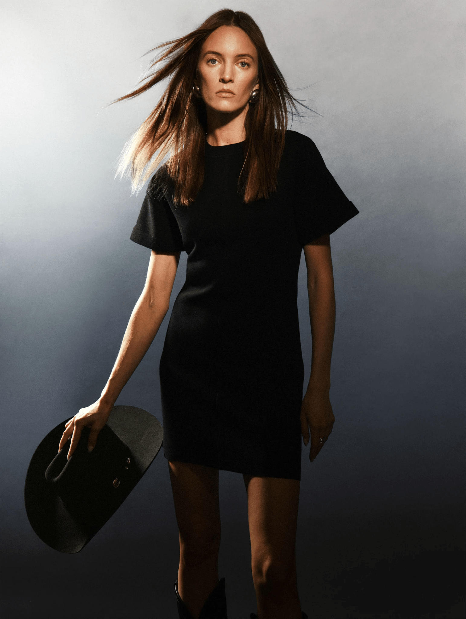 White & Warren Superfine Organic Cotton Waisted Dress - Black White & Warren Superfine Organic Cotton Waisted Dress - Black