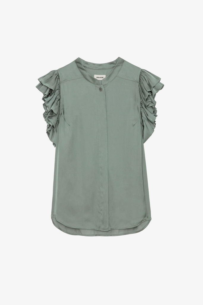 Product image of the zadig and voltaire tiza satin top in treillis