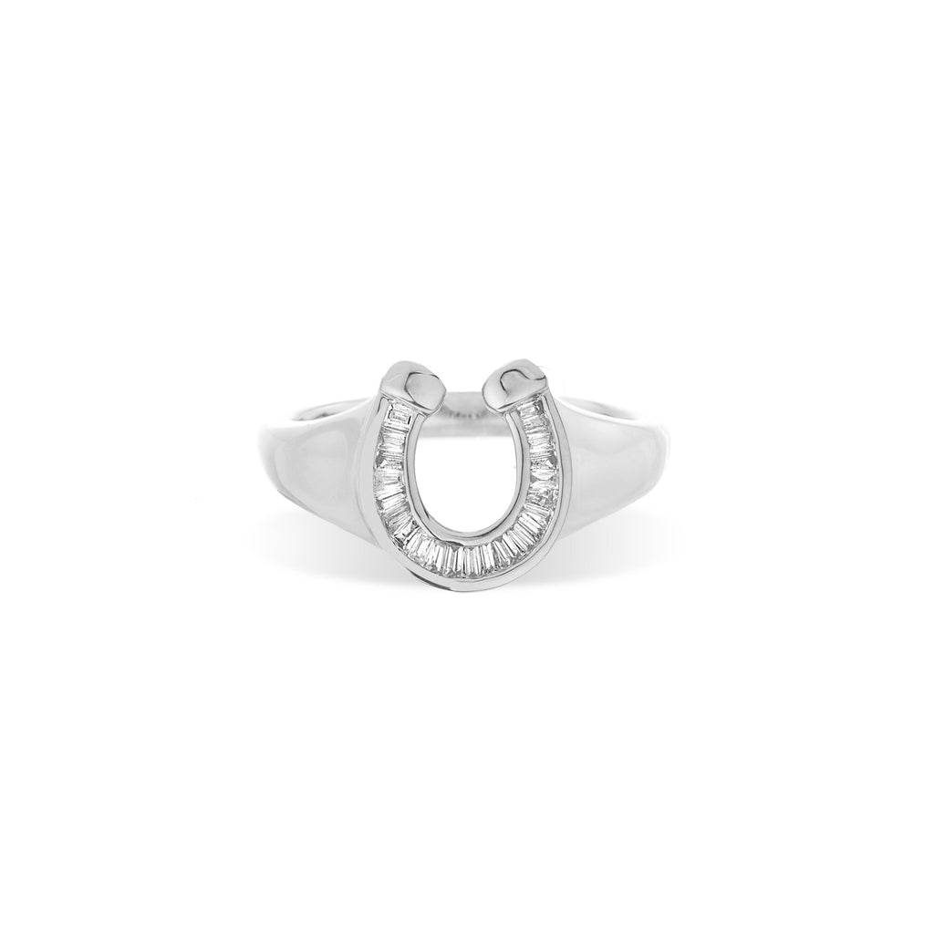 adina reyter baguette horsehoe signet ring in sterling silver product image