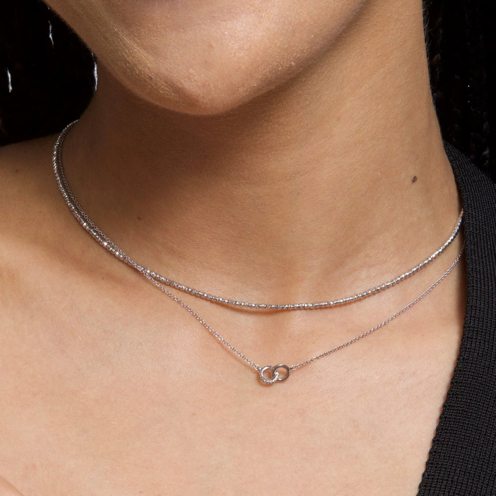 adina reyter bead chain necklace in sterling silver on model