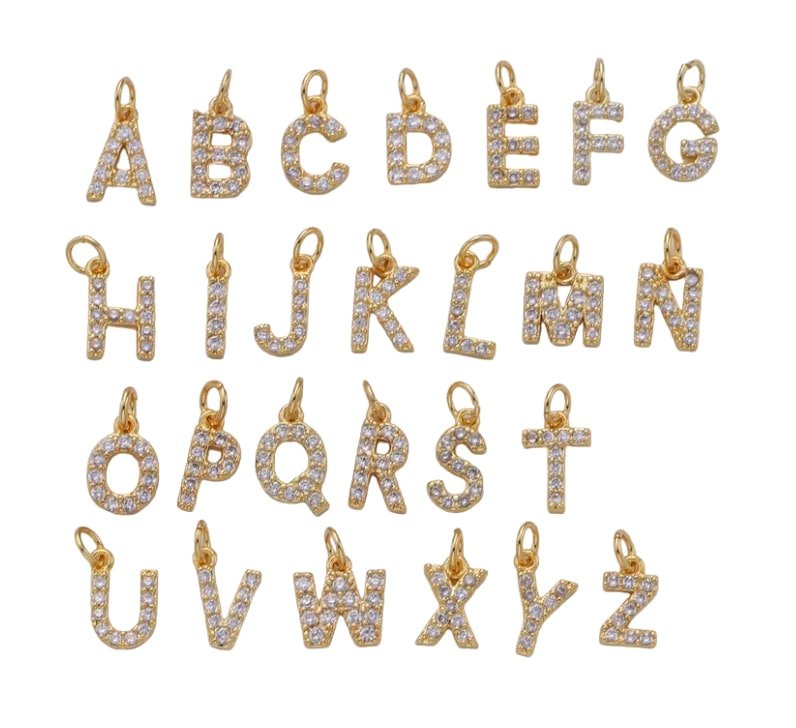 alexa leigh crystal letter charm in yellow gold "A"