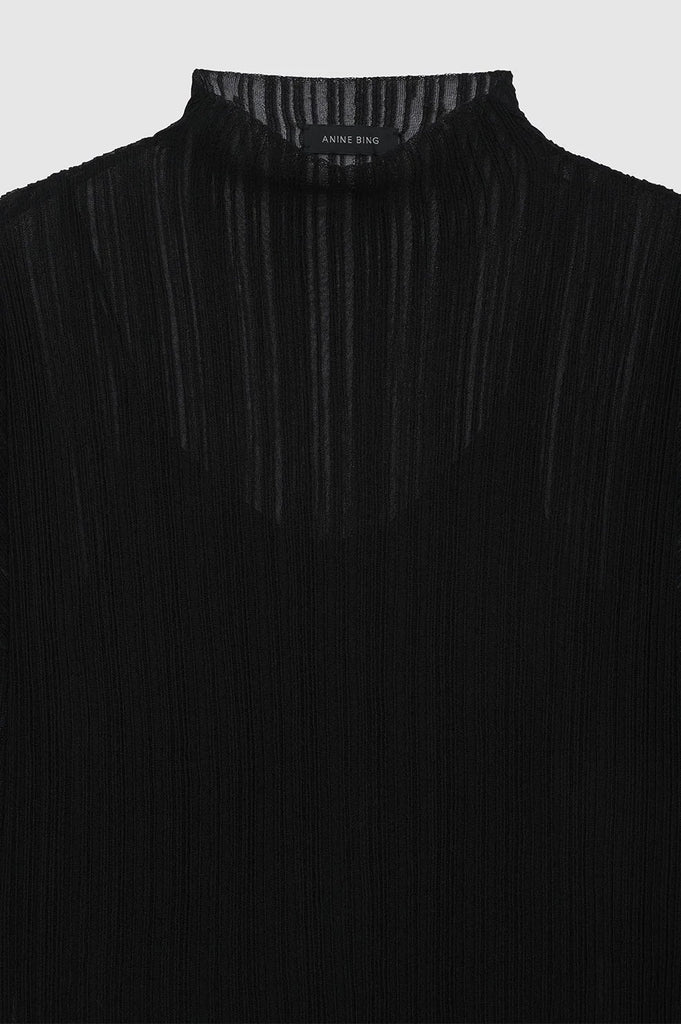 anine bing sheer clare dress black women's clothing detail view