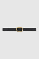 anine bing signature link belt in black women women's belt gold hardware