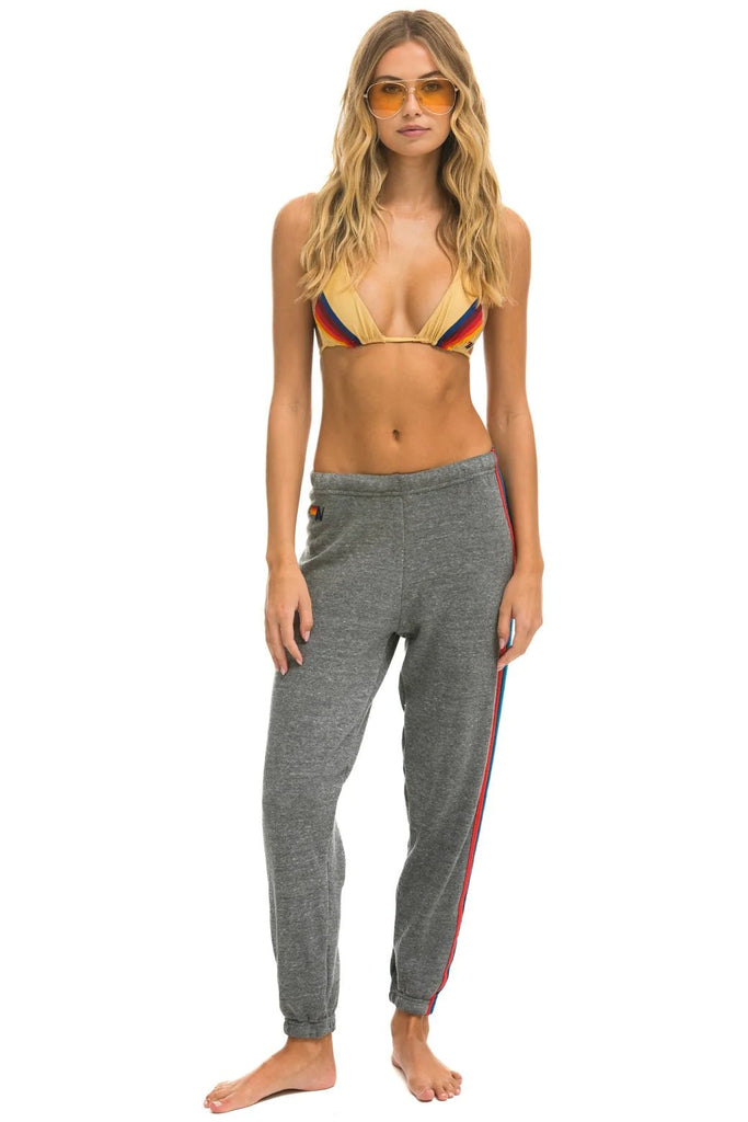aviator nation 5 stripe sweatpant set in heather grey USA front view