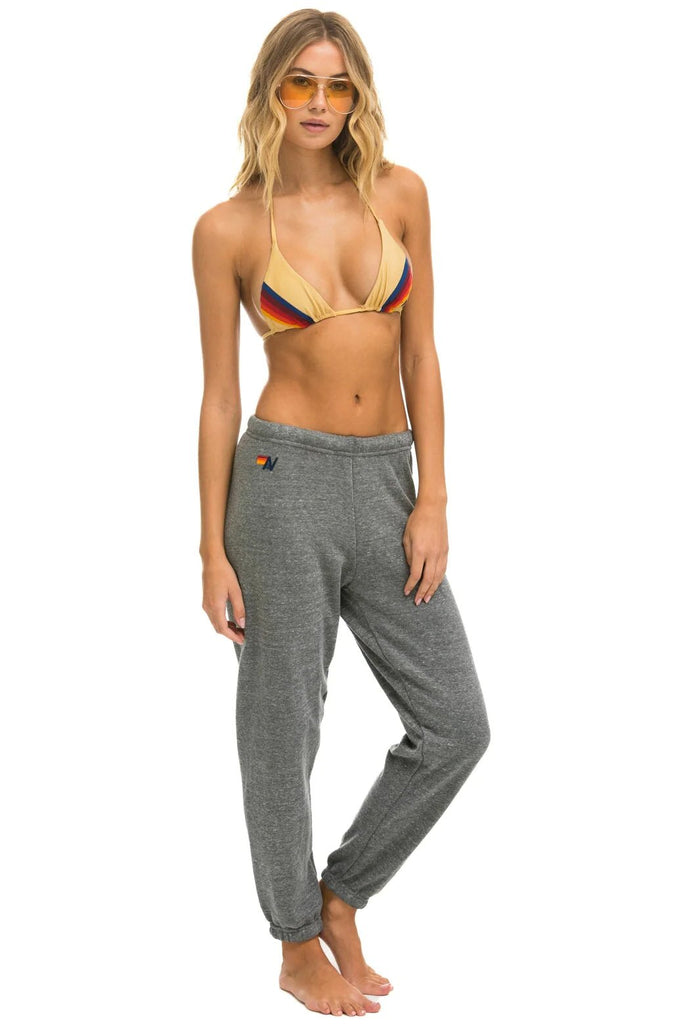 aviator nation 5 stripe sweatpant set in heather grey USA front view relaxed fit sweatset