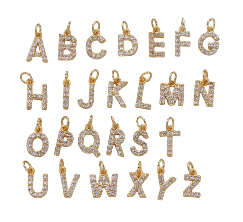 alexa leigh crystal letter charm in yellow gold "M" pendant