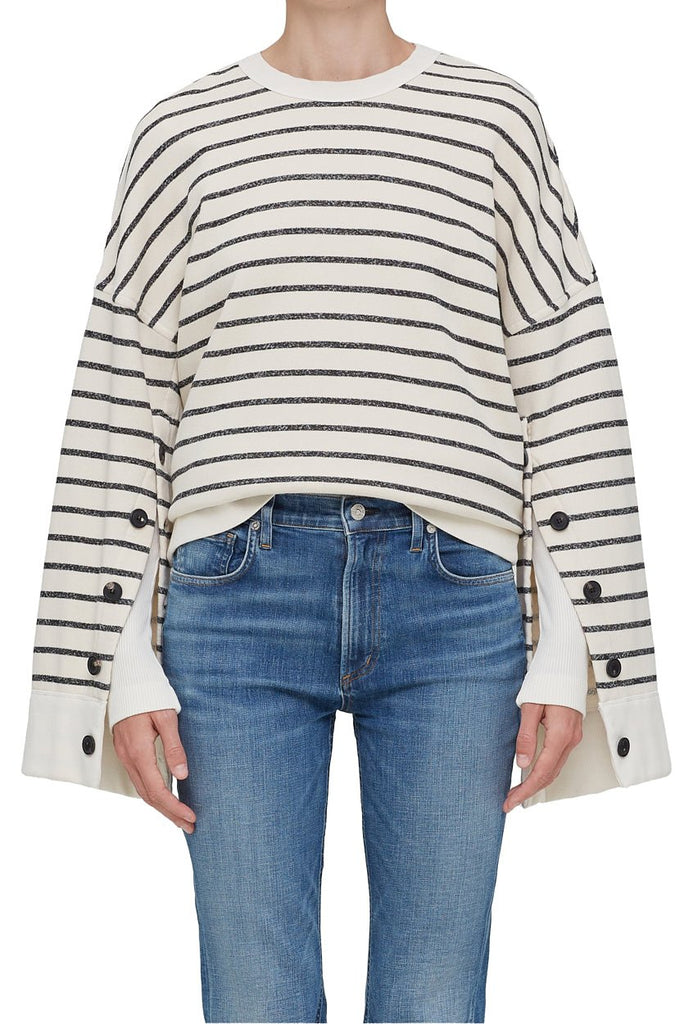 women's citizens of humanity luella cape sleeve fleece channing stripe with buttons on sleeve