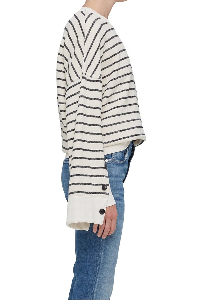 women's citizens of humanity luella cape sleeve fleece channing stripe with buttons on sleeve side view
