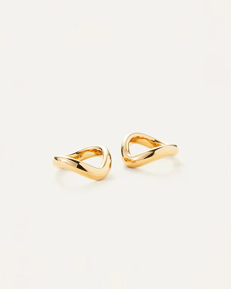 Jenny Bird ola ring set of two in high polish gold. Product image on white background.