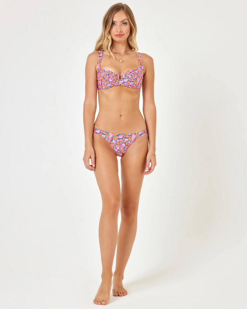 lspace printed camacho bikini bottom positively poppies front view