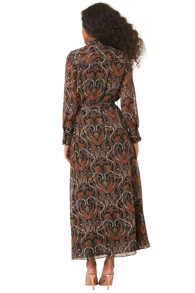 Behind view of the MISA women's ines dress in spartina paisley