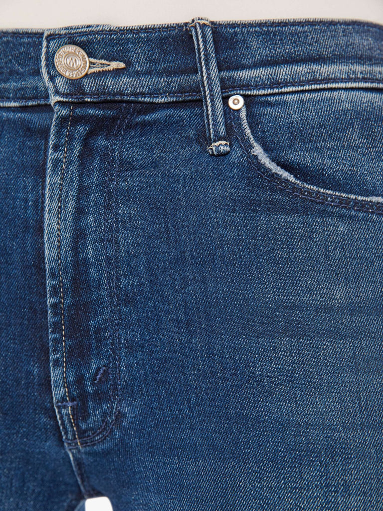 Detail image of mother jeans in midrise dazzler ankle fray in cest la vie