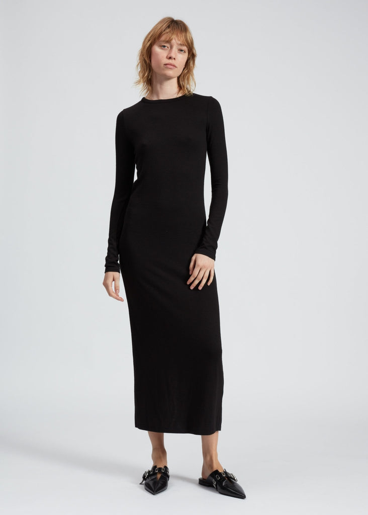 rag and bone the knit crew maxi dress in black for women
