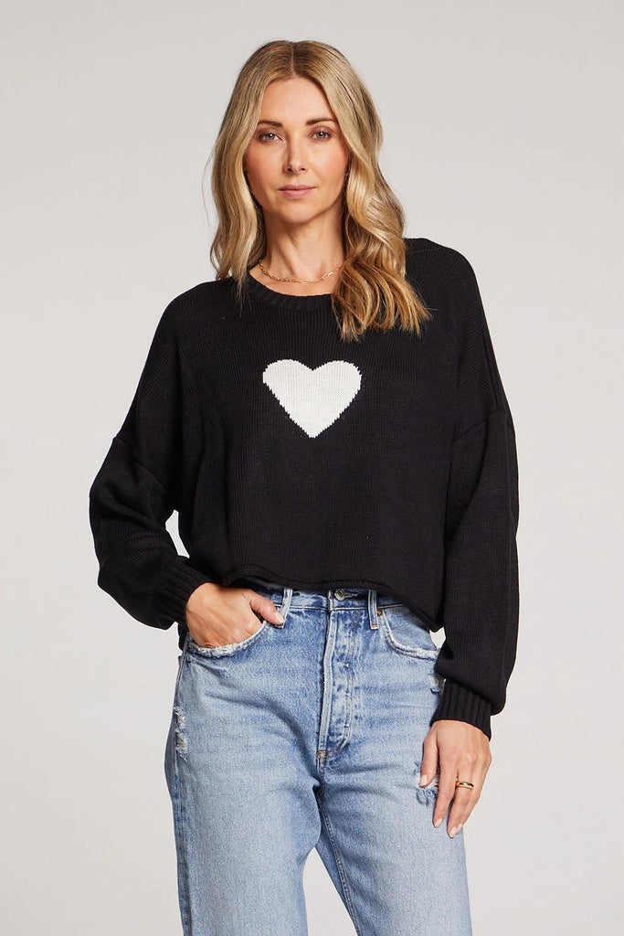 ganna sweater in black women's casual top with white heart