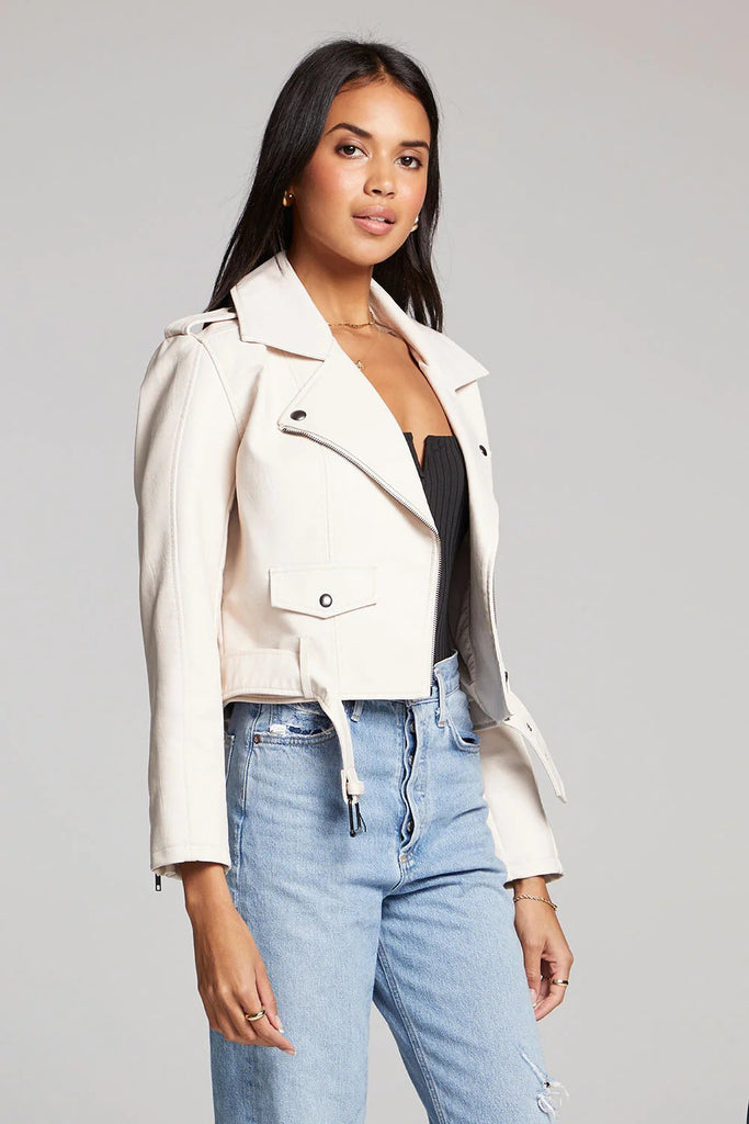 saltwater luxe isola jacket in bone silver detailing side view