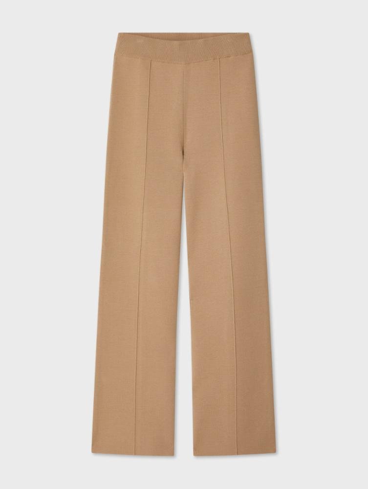 white and warren superfine organic cotton kick flare pant in vintage camel women's
